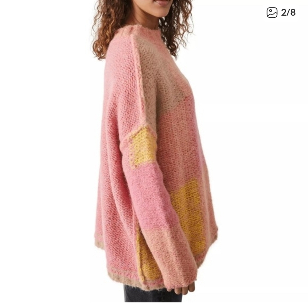 NWOT Free People Domino Prairie Sunset Alpaca Wool Blend Sweater - Picture 3 of 9